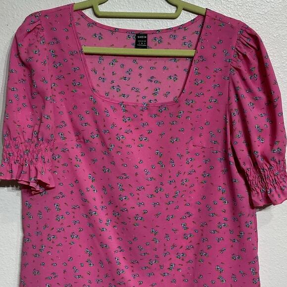 Shein Pink Floral Blouse Sz 4 - Picture 2 of 8